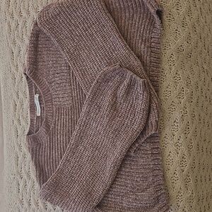 Altar'd State Chunky Cropped Crew Sweater in Taupe